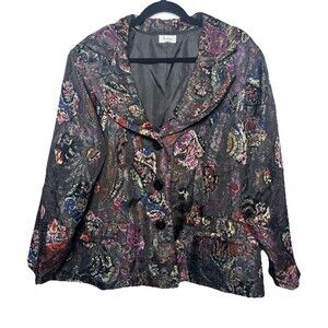 Gothic Festival Blazer Womens L Brocade Metallic Tapestry Boho Statement Jacket